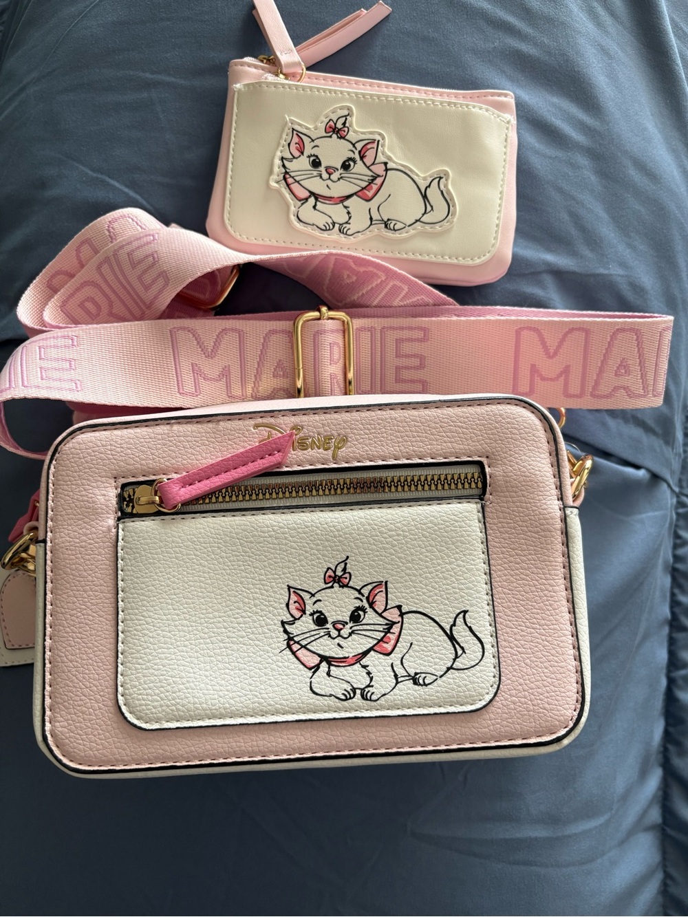 Disney Pink and Cream Marie Crossbody Bag with Detachable Pouch
